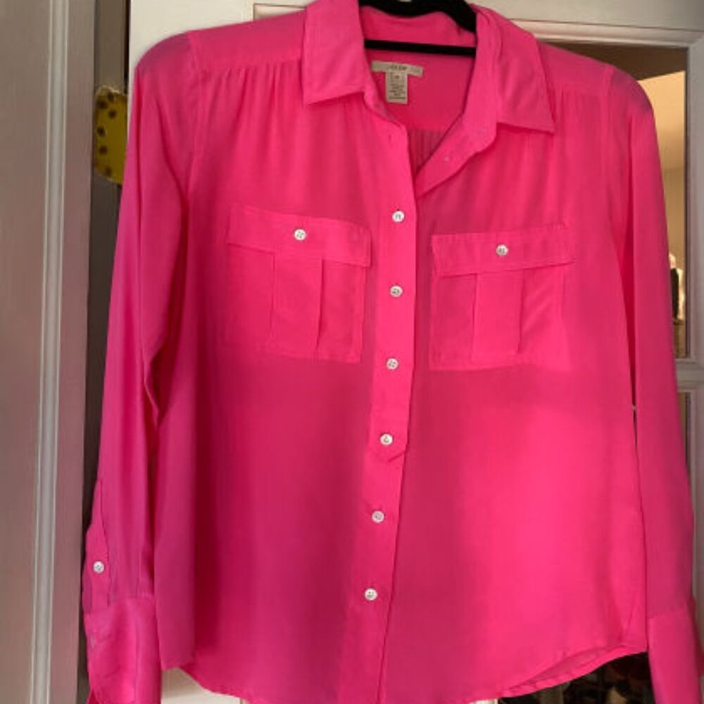 J. Crew 100% Silk Button Down